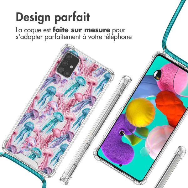 imoshion Coque Design avec cordon Samsung Galaxy A51 - Jellyfish Watercolor