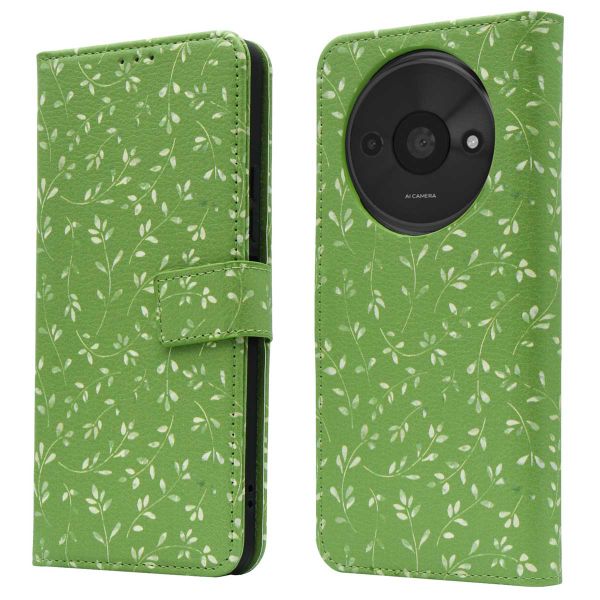 imoshion Étui de télephone portefeuille Design Xiaomi Redmi A3 - Green Flowers
