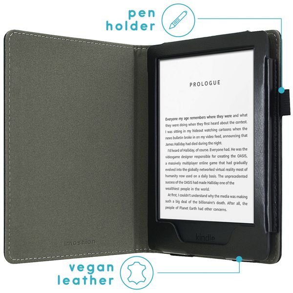 imoshion Étui de liseuse portefeuille en cuir végan Amazon Kindle 10 - Noir