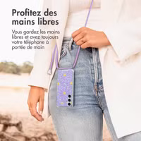 imoshion Coque Design avec cordon Samsung Galaxy A55 - Tropical Violet Flowers Connect