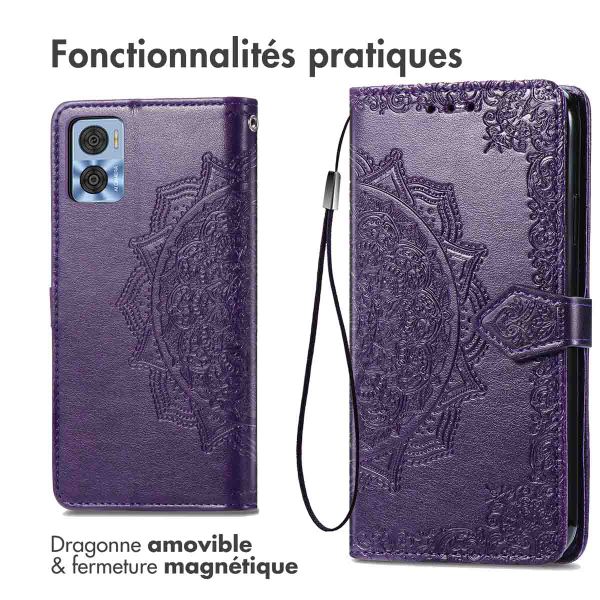 imoshion Etui de téléphone portefeuille Mandala Motorola Moto E22 - Violet