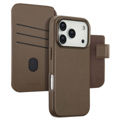 Accezz Étui de télephone portefeuille en cuir 2-en-1 avec MagSafe Apple iPhone 17 Pro - Marron café