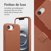 Accezz Étui de télephone portefeuille en cuir 2-en-1 avec MagSafe Apple iPhone 16e - Sienna Brown