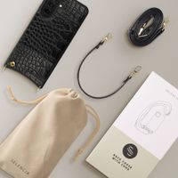Selencia Coque de télephone Nova Croco avec cordon et porte-cartes Samsung Galaxy A37 (5G) - Noir
