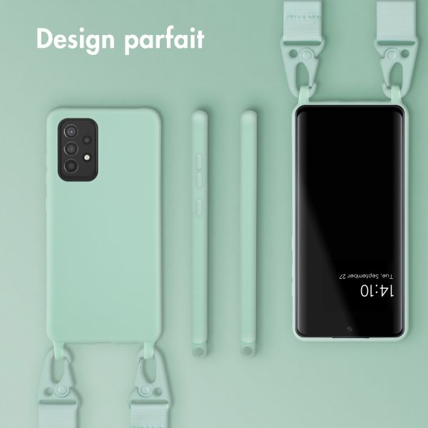 Selencia Coque silicone avec cordon amovible Samsung Galaxy A52(s) (5G/4G) - Turquoise