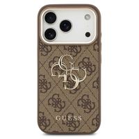 Guess Coque 4G Metal Logo Backcover Apple iPhone 17 Pro Max - Gold Edge - Brown