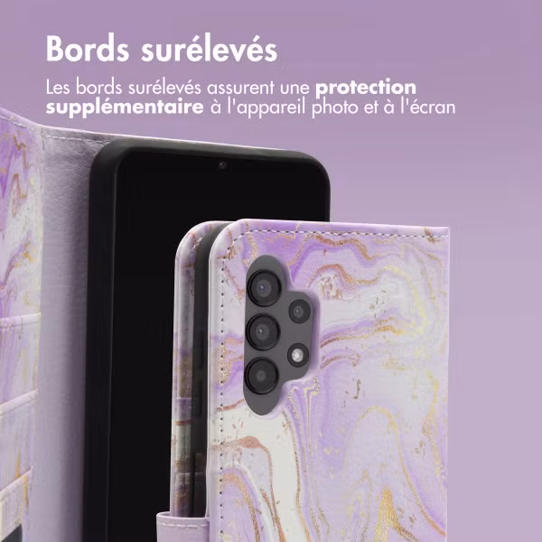 imoshion Étui de télephone portefeuille Design Samsung Galaxy A13 (4G) - Purple Marble