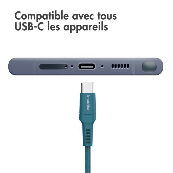 imoshion Braided USB-C vers câble USB - 1 mètre - Bleu foncé