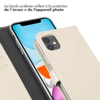 Selencia Étui de téléphone portefeuille en cuir véritable iPhone 11 - Greige