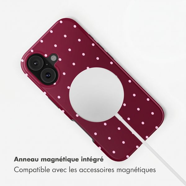 Selencia Coque arrière Vivid avec MagSafe Apple iPhone 16 - Happy Dots Burgundy