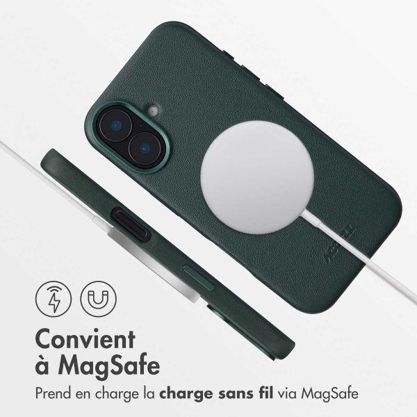 Accezz Coque arrière en cuir avec MagSafe Apple iPhone 16 - Cedar Green