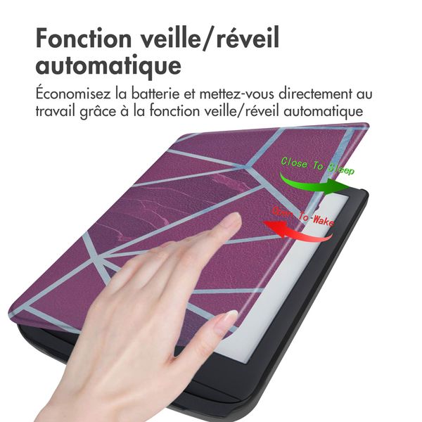 imoshion Design Slim Hard Case Sleepcover Pocketbook Touch Lux 5 / HD 3 / Basic Lux 4 / Vivlio Lux 5 - Bordeaux Graphic