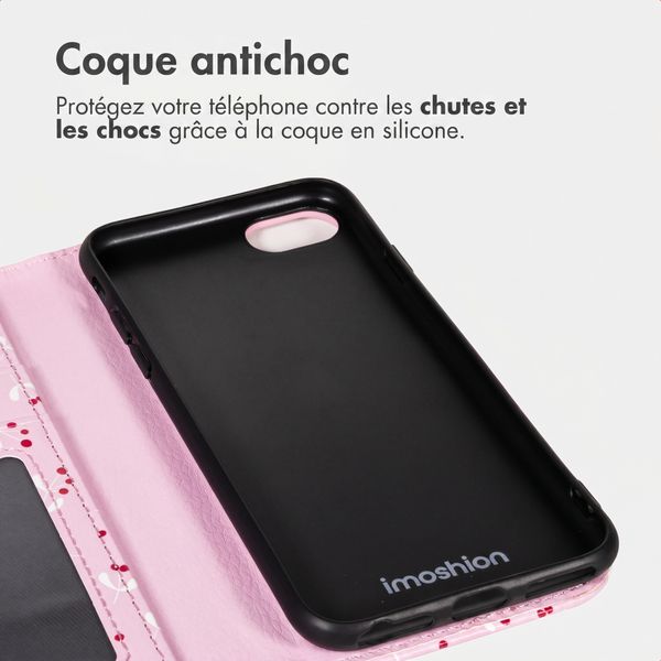 imoshion Étui de télephone portefeuille Design Apple iPhone SE (2022 / 2020) / 8 / 7 / 6(s) - Blush Berries