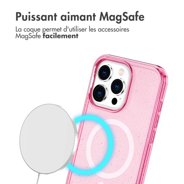 imoshion Coque Pailletée avec MagSafe Apple iPhone 15 Pro - Paillettes Rose