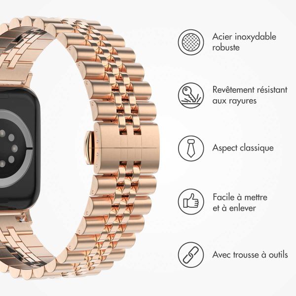 Selencia Bracelet Metallique Jubilee Apple Watch Series 1 t/m 9 / SE (38/40/41 mm) | Series 10 / 11 (42 mm) - Rose Doré