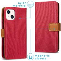 imoshion Étui de téléphone portefeuille Luxe Canvas iPhone 13 - Rouge