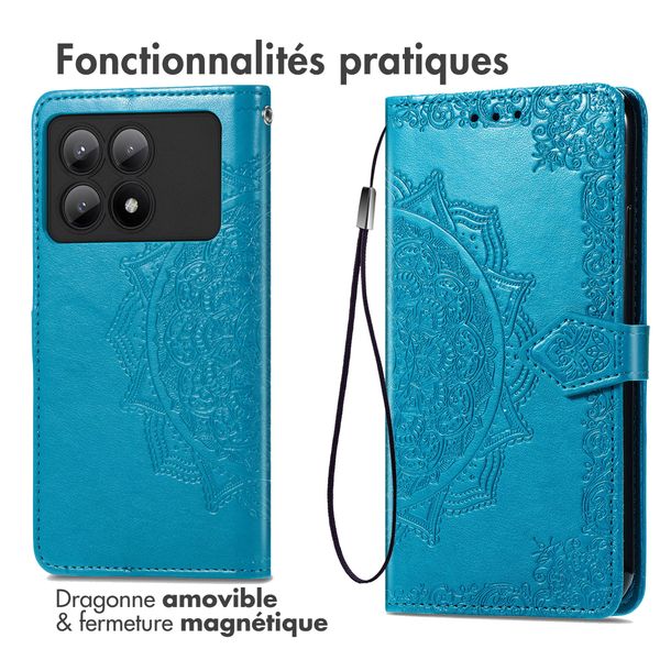 imoshion Etui de téléphone portefeuille Mandala Xiaomi Poco X6 Pro - Turquoise