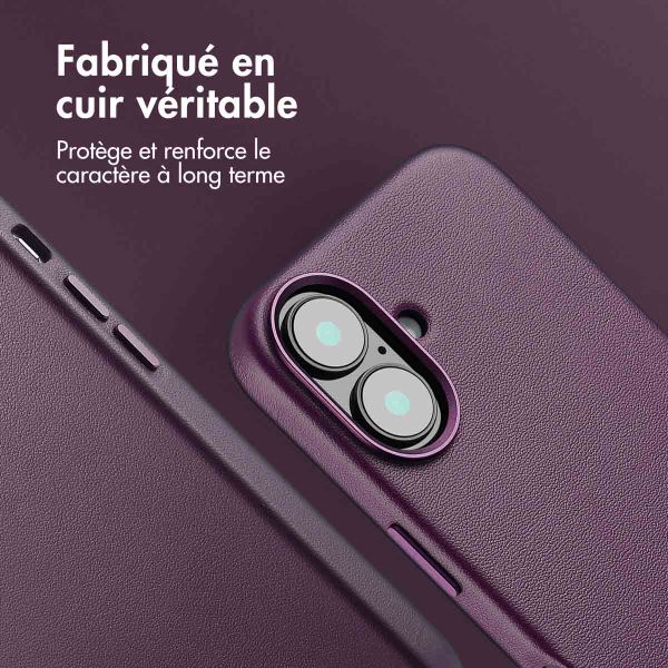 Accezz Coque arrière en cuir avec MagSafe Apple iPhone 16 - Heath Purple