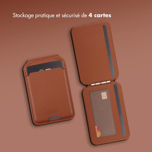 Accezz Portefeuille en cuir avec support - Compatible avec MagSafe et Qi2 - Sienna Brown