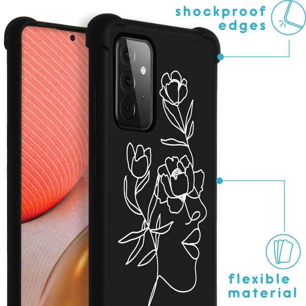 imoshion Coque Design avec cordon Samsung Galaxy A72 - Woman Flower Black