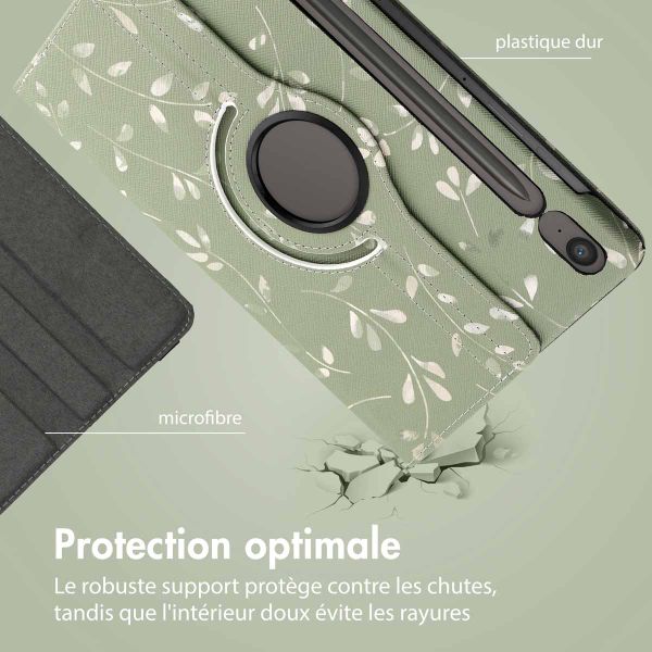 imoshion Coque tablette Design rotatif à 360° Samsung Galaxy Tab S9 FE - Green Flowers