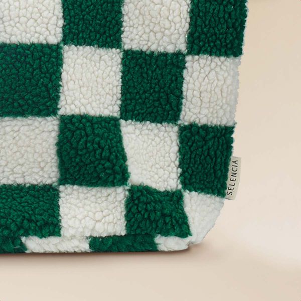 Selencia Sac Fourre-tout Zaya - Teddy Sac Ordinateur 16 pouces - Vert à carreaux