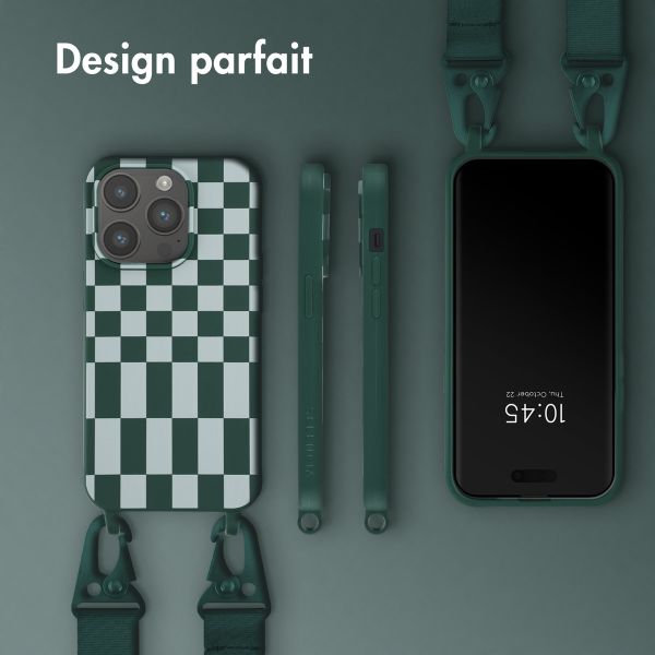 Selencia ﻿Coque design en silicone avec cordon amovible iPhone 14 Pro - Irregular Check Green