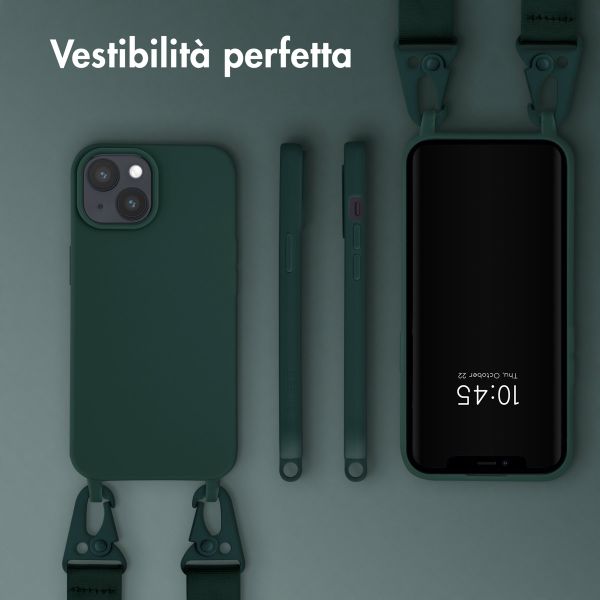 Selencia Coque silicone avec cordon amovible Apple iPhone 15 - Vert foncé