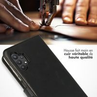 Selencia Étui portefeuille en cuir véritable Samsung Galaxy A32 (5G) - Noir