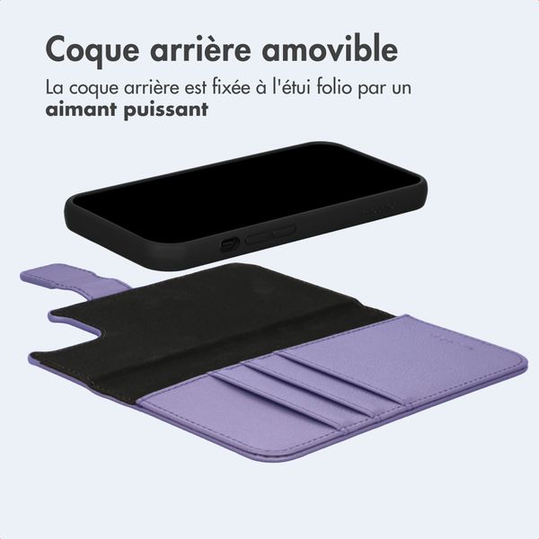 imoshion Étui portefeuille luxe 2-en-1 amovible Apple iPhone 15 - Violet