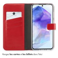 Selencia Étui de téléphone portefeuille en cuir véritable Samsung Galaxy A36  - Rouge