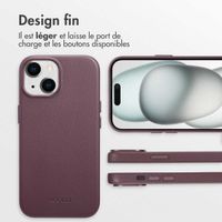 Accezz Coque arrière en cuir avec MagSafe iPhone 15 - Heath Purple