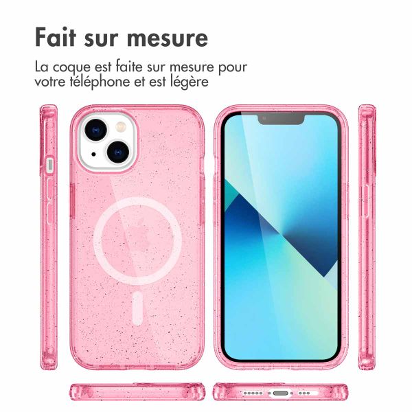 imoshion Coque Pailletée avec MagSafe Apple iPhone 14 - Paillettes Rose