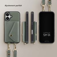 Selencia Coque à cordon avec porte-cartes enveloppe Sera iPhone 16 - Sage Green