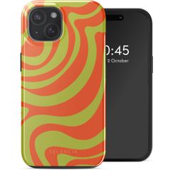 Selencia Coque arrière Vivid avec MagSafe Apple iPhone 15 - Wavy Swirl Orange Fern