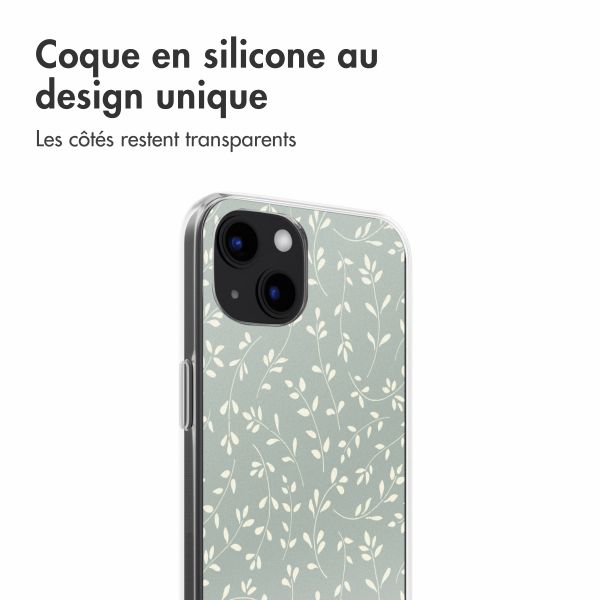 imoshion Coque design pour iPhone 13 - Smoke Green Flowers