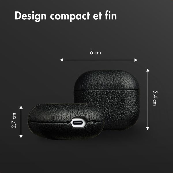 Accezz Coque en Cuir véritable Apple AirPods 4 - Noir
