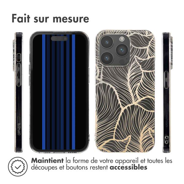 imoshion Coque Design Apple iPhone 15 Pro - Golden Leaves Transparent