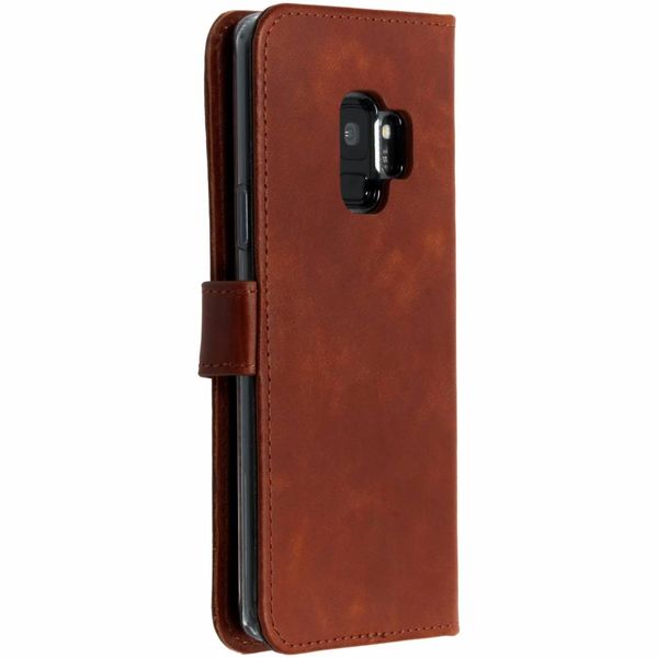 Selencia Étui portefeuille en cuir véritable Samsung Galaxy S9 - Marron clair