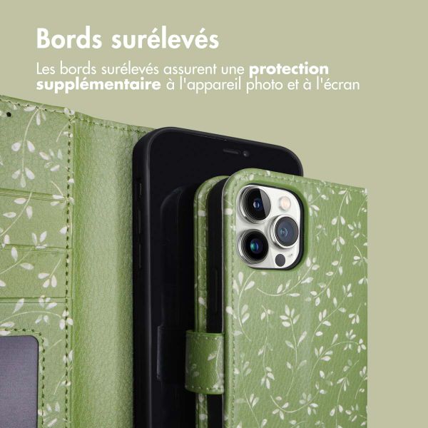 imoshion Étui de télephone portefeuille Design Apple iPhone 12 (Pro) - Green Flowers