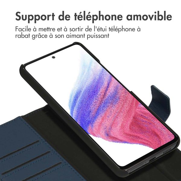 Accezz Étui de téléphone portefeuille en cuir de qualité supérieure 2 en 1 Samsung Galaxy A53 - Bleu foncé