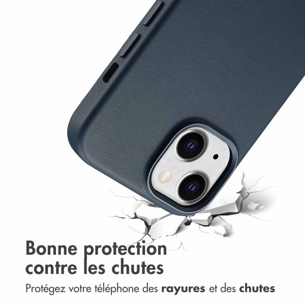 Accezz Coque arrière en cuir avec MagSafe iPhone 15 - Nightfall Blue