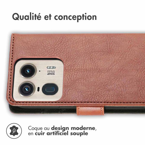 imoshion Étui de téléphone portefeuille Luxe Motorola Edge 50 Ultra - Brun