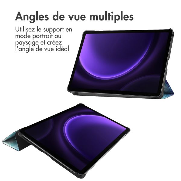 imoshion Coque tablette Design Trifold Samsung Galaxy Tab S9 11.0 pouces / Tab S10 FE / S9 FE 10.9 pouces - Space