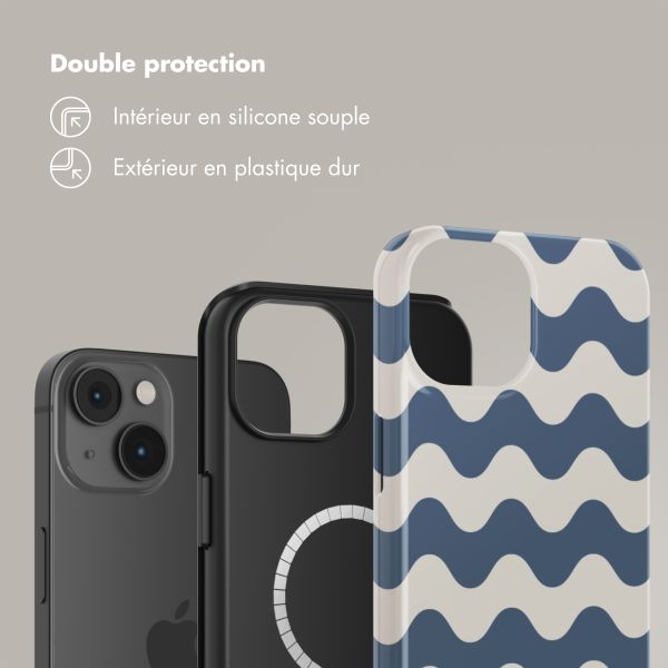 Selencia Coque arrière Vivid Tough avec MagSafe iPhone 14 - Wave Vibes Classic Blue