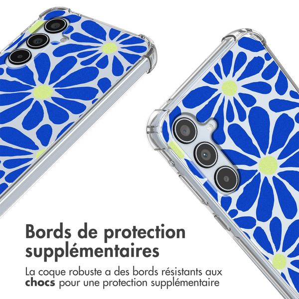 imoshion Coque Design avec cordon Samsung Galaxy A35 - Cobalt Blue Flowers Connect