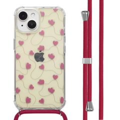 imoshion Coque Design avec cordon Apple iPhone 15 - Dusty Rose Connected Hearts