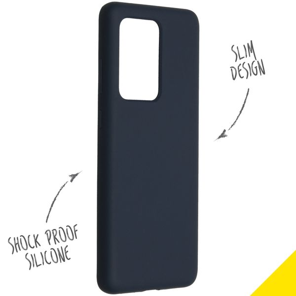 Accezz Coque Liquid Silicone Samsung Galaxy S20 Ultra - Bleu foncé