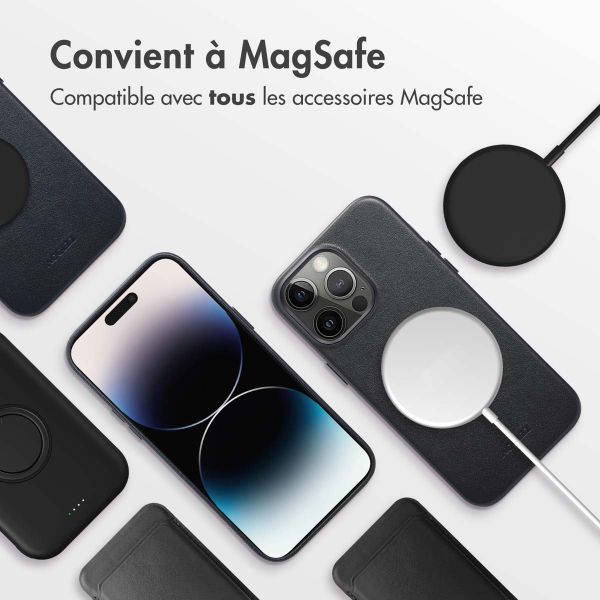 Accezz Coque arrière en cuir avec MagSafe iPhone 14 Pro Max - Onyx Black