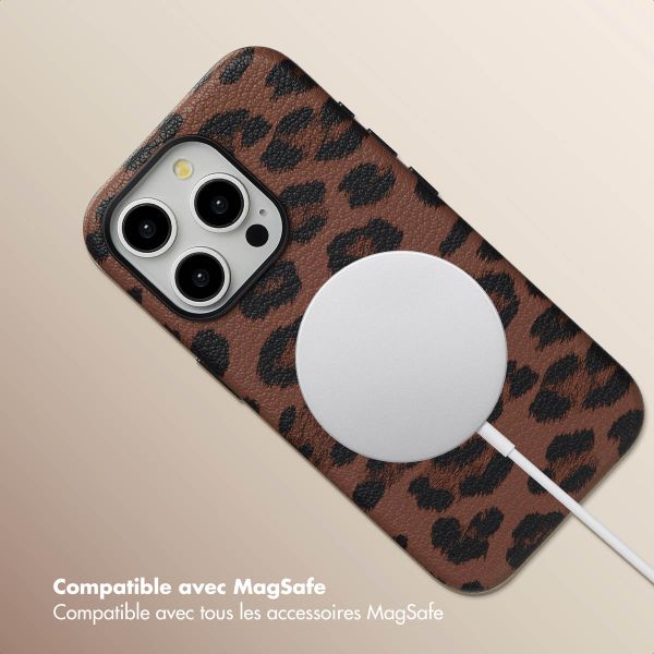 Selencia Coque Sabi imprimé panthère avec MagSafe Apple iPhone 15 Pro - Mocha Brown